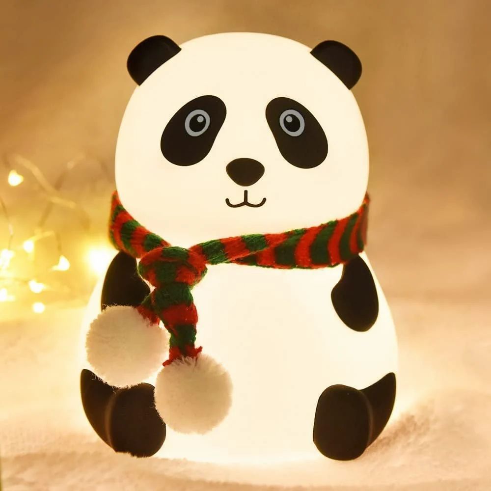 TrendTekk Rechargeable Silicone Panda Night Light for Kids | 7-Color LED Changing Lamp |Adorable Room Decor & Gift for Toddlers, Teens, & Valentine's Day Present| Soft BPA-Free Nightlight| Multicolour