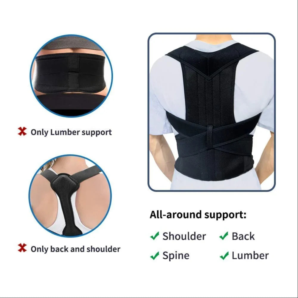 TrendTekk Posture Corrector Belt For Back & Shoulder, Back Support Belt For Men & Women, Neoprene,Back Straightener Brace For Spine & Body Posture Correction - One Size