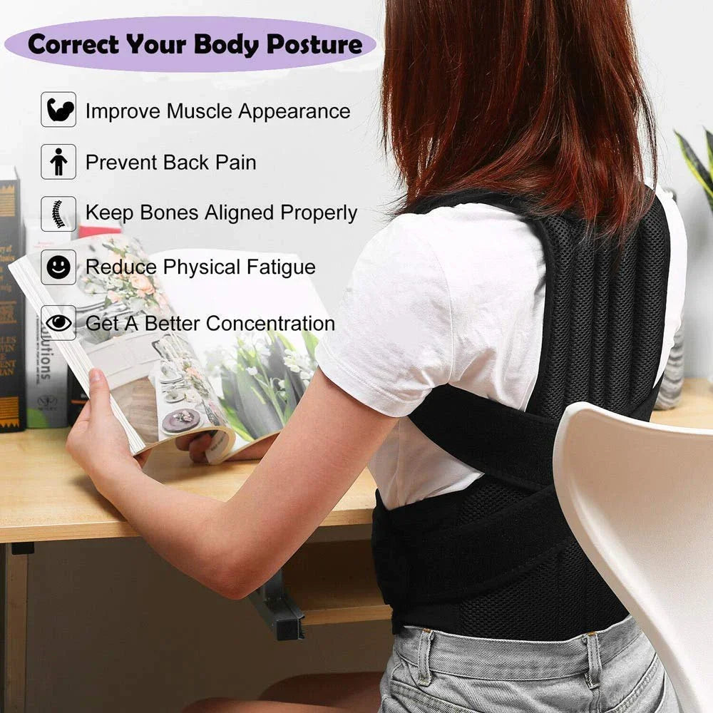 TrendTekk Posture Corrector Belt For Back & Shoulder, Back Support Belt For Men & Women, Neoprene,Back Straightener Brace For Spine & Body Posture Correction - One Size