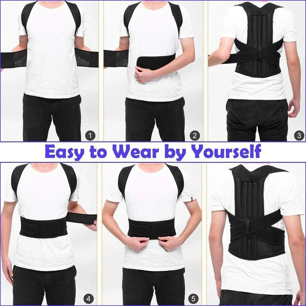 TrendTekk Posture Corrector Belt For Back & Shoulder, Back Support Belt For Men & Women, Neoprene,Back Straightener Brace For Spine & Body Posture Correction - One Size